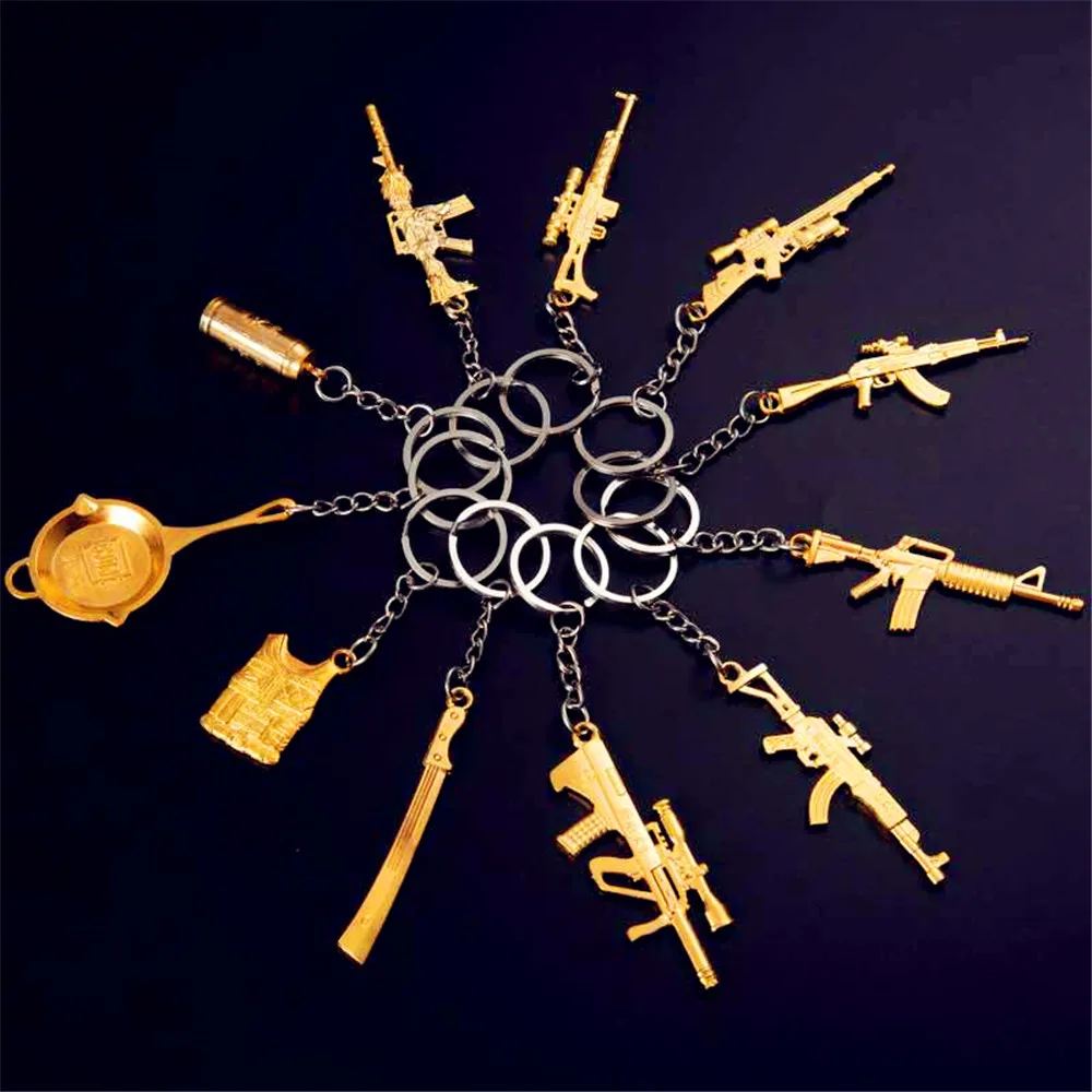 24 х стилях PUBG CS GO брелоки в виде оружия AK47 ружьё модель 98K снайперская винтовка для