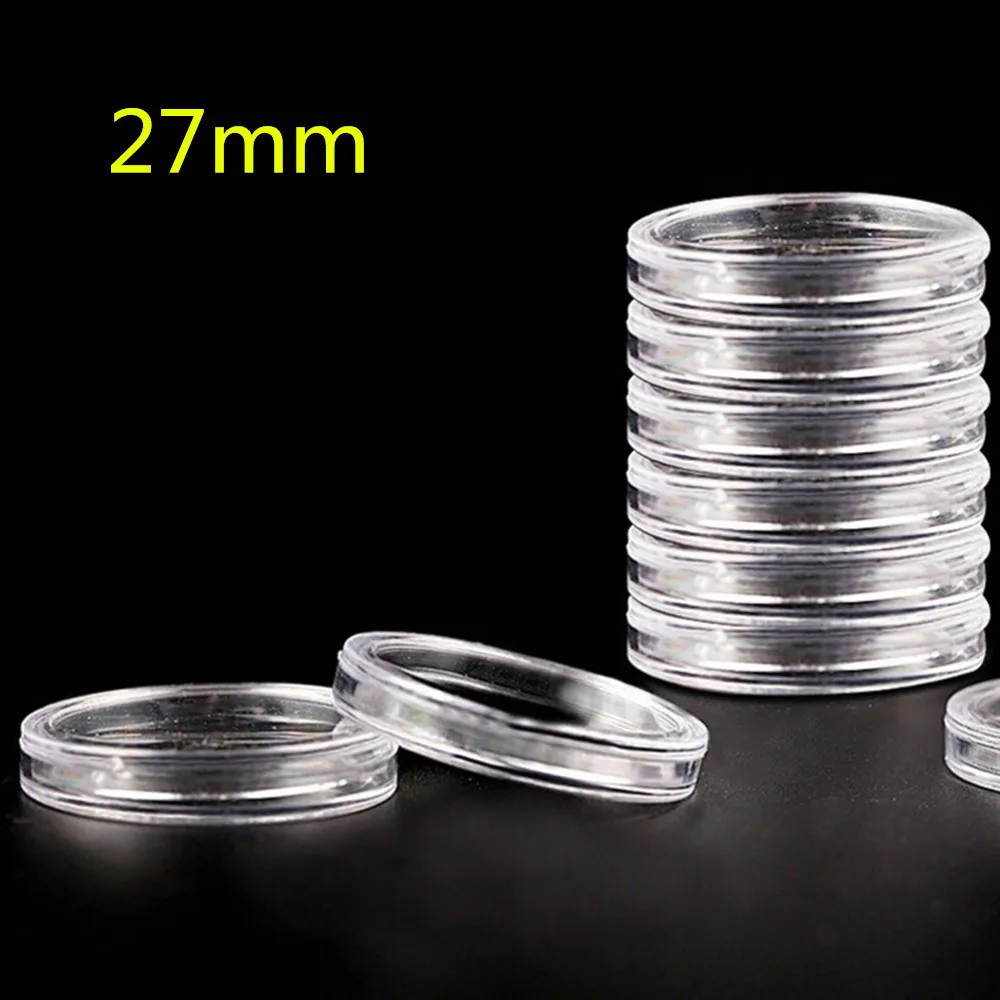 27mm 10pcs PlumHOME 10PCSCoin коробка коллекция витрины 30 мм прозрачный круглый в штучной упаковке держатель для монет пластиковые капсулы - Цвет: 27mm 10pcs