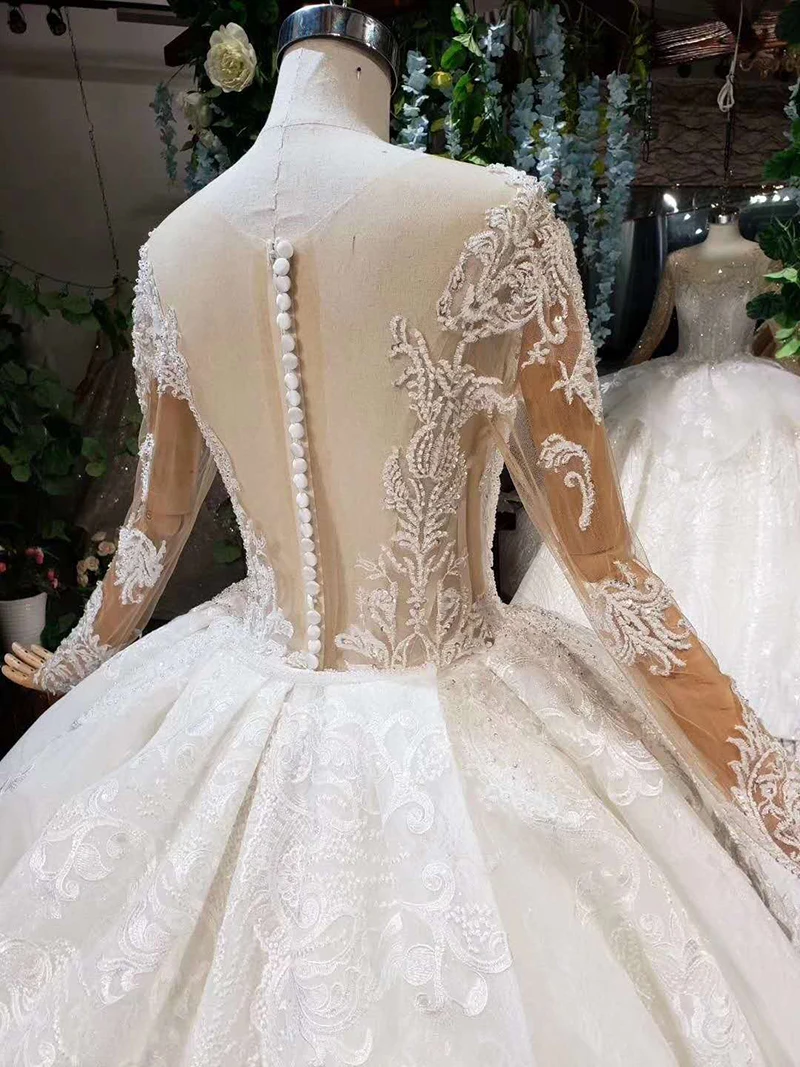 HTL372G свадебное платье со съемным шлейфом с вуалью и круглым вырезом длинное свадебное платье vestido de noiva princesa