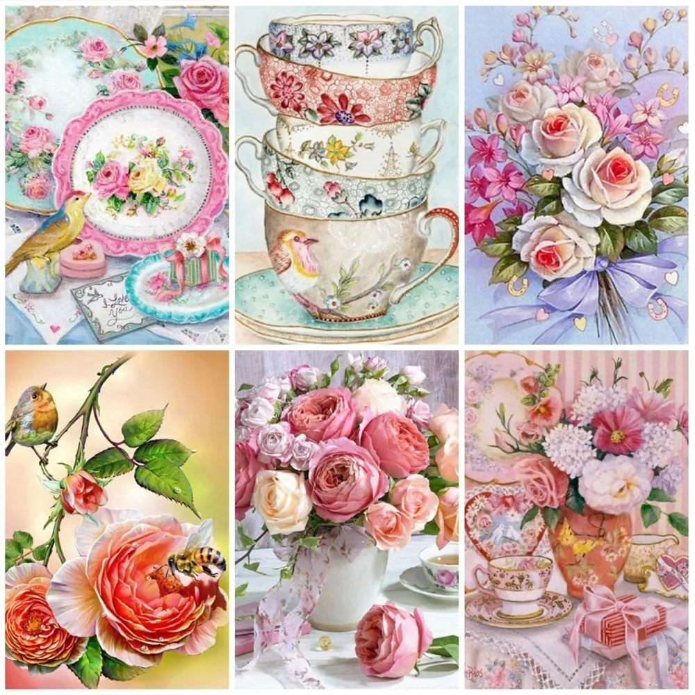 Алмазная живопись цветок полная вышивка квадратными/круглыми стразами