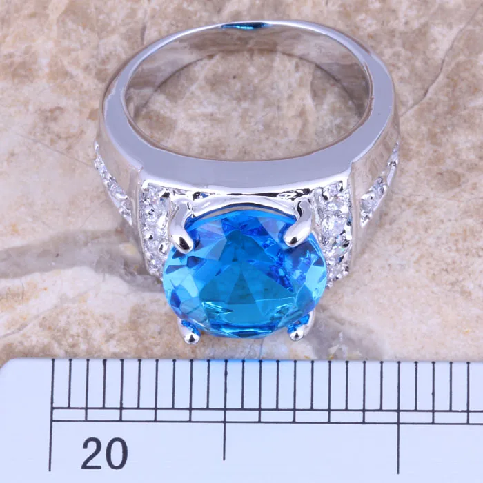 Noblest Небесно Голубой кубический цирконий Белый CZ посеребренный женский Овальный