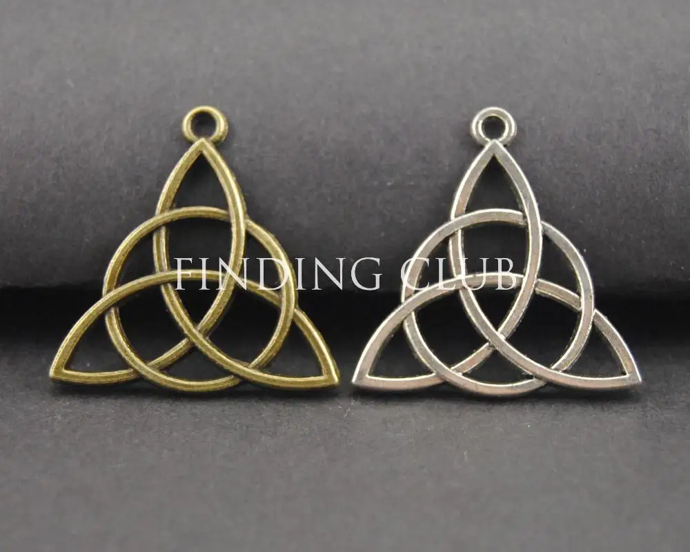 30 шт. 2 цвета подвеска талисман с узлом Triquetra металлический браслет ожерелье