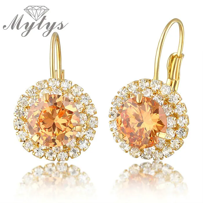 Женские круглые серьги Mytys разноцветные модные с кристаллами E176 E177 E178 E179 |