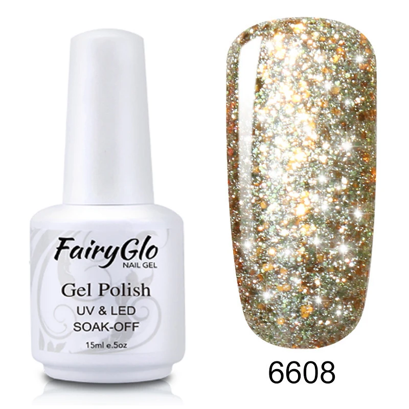 FairyGlo 15 мл Звездный Bling УФ-гель для ногтей светодиодный Гель-лак краска Гель-лак Гибридный лак Полупостоянный лак для ногтей - Цвет: 6608