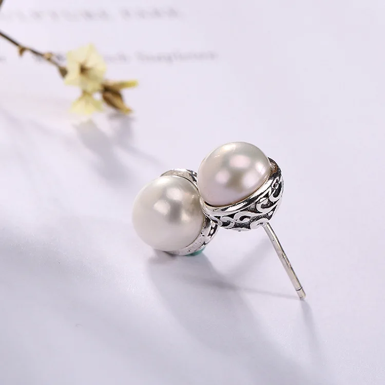 

Silver Pearl Inlay Pattern Earrings Temperament High-grade Ladies Style Ways Eardrop Wholesale