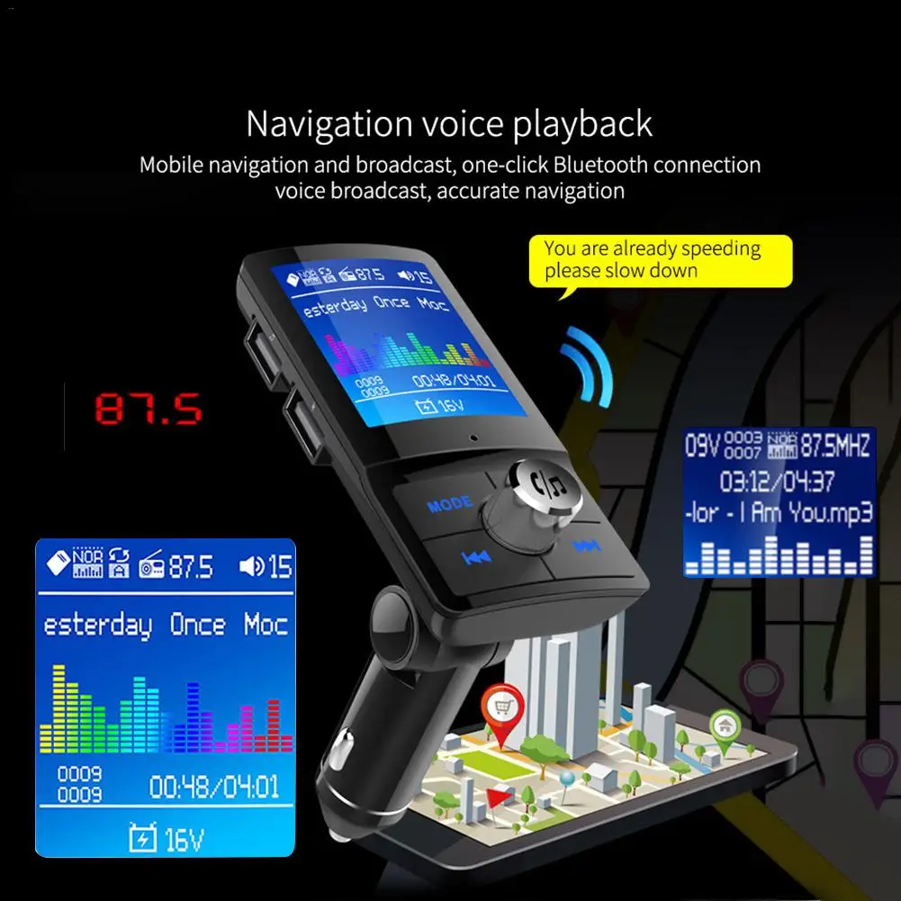 BC45 цветной экран ЖК-дисплей беспроводной Bluetooth FM модулятор передатчик Handsfree
