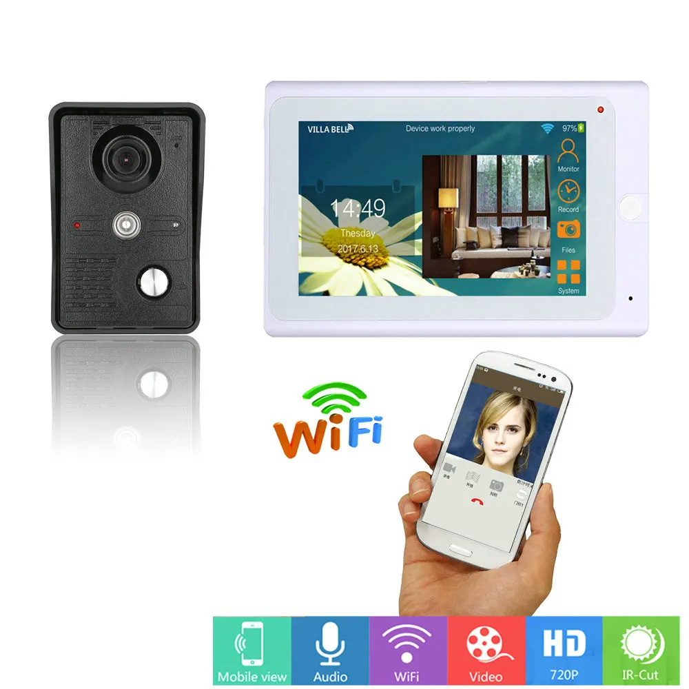 7 дюймов Беспроводной Wi Fi/Проводной видео телефон двери дверной звонок Домофон