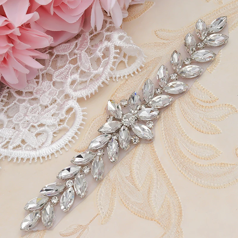 WENXI 10 PCS Handmade Silver Rhinestones Appliques Clear Crystal Sewing On Bridal Dress SashRhinestones Applique Accessory WX843 | Дом и сад