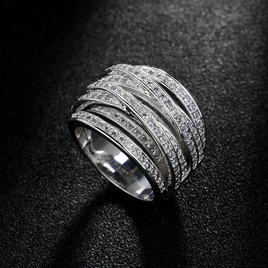 Серьги и кольца с покрытием из белого золота фианитами|earrings and ring set|set for womenearrings