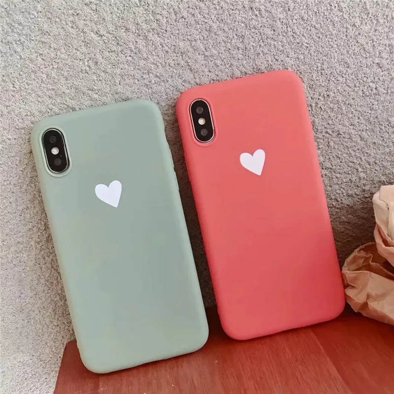 Силиконовый чехол с сердечком для iPhone 7 8 6 6S Plus мягкий ударопрочный из ТПУ X XS Max XR
