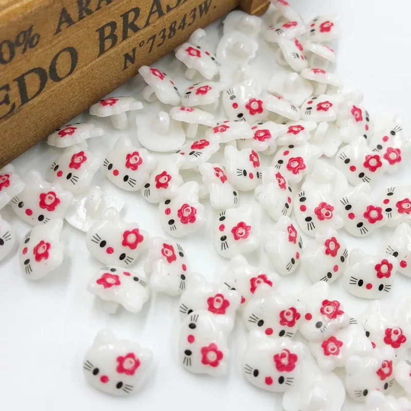 100 шт.,, красные пластиковые пуговицы Hello Kitty, детская одежда, аксессуары PT187