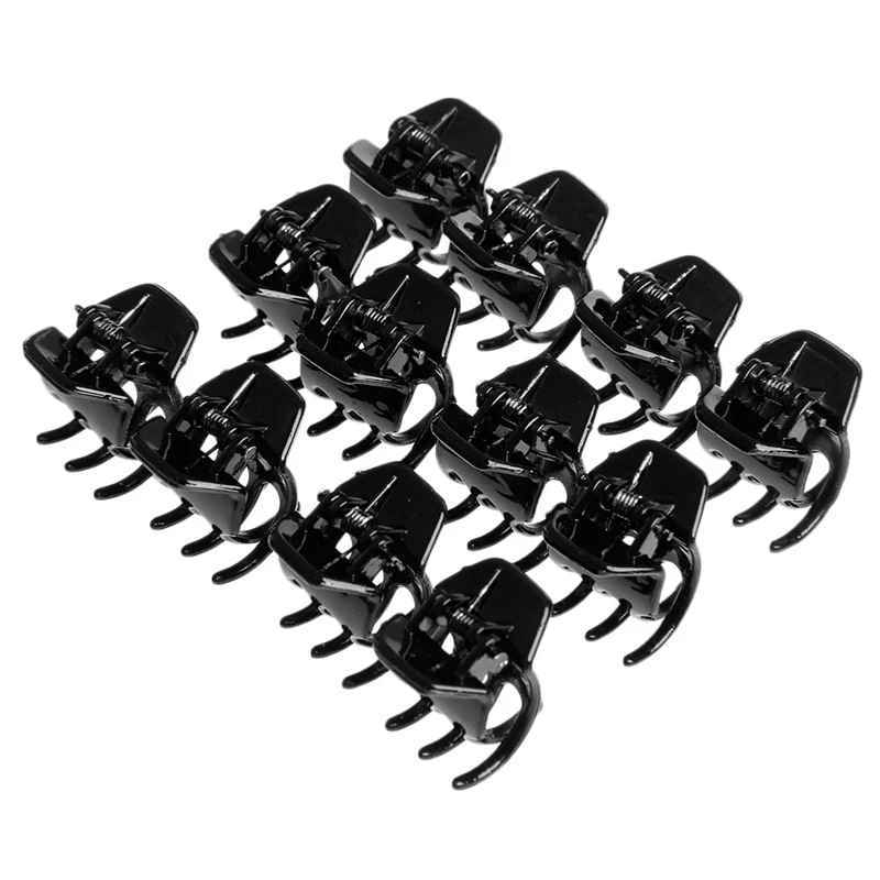 Черные женские аксессуары для волос 12 шт. пластиковый мини зажим волос|women hair