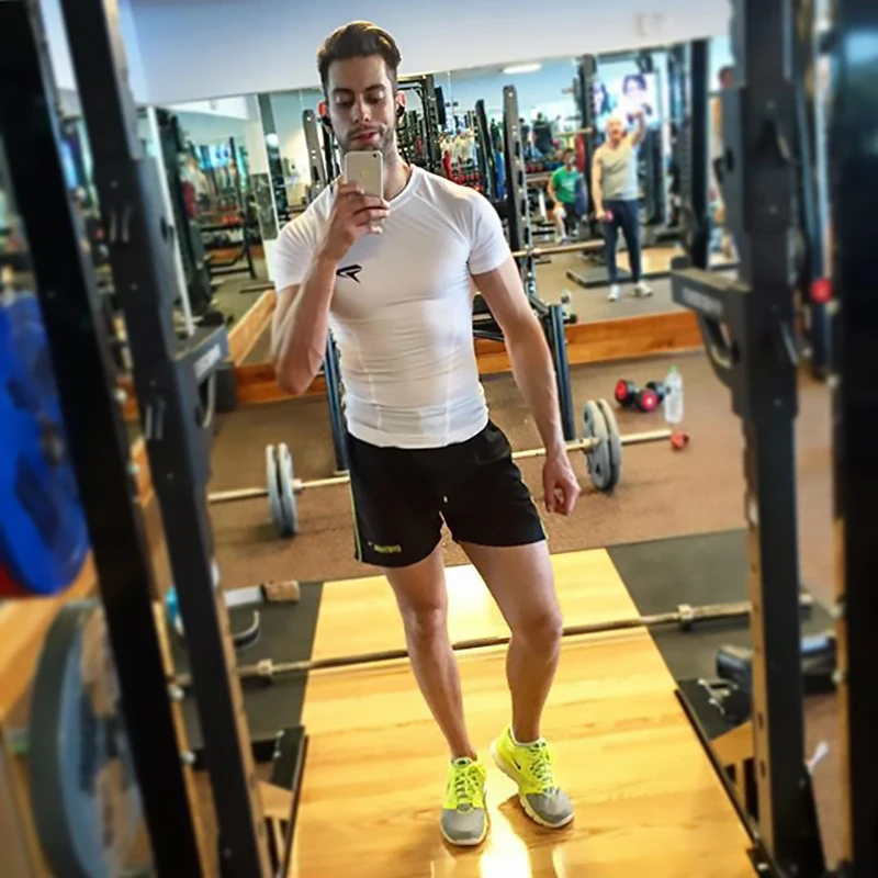 Спортивная футболка, Спортивная Мужская футболка, Рашгард, быстросохнущая футболка для бега, Мужская футболка для фитнеса, эластичная Спортивная футболка для баскетбола