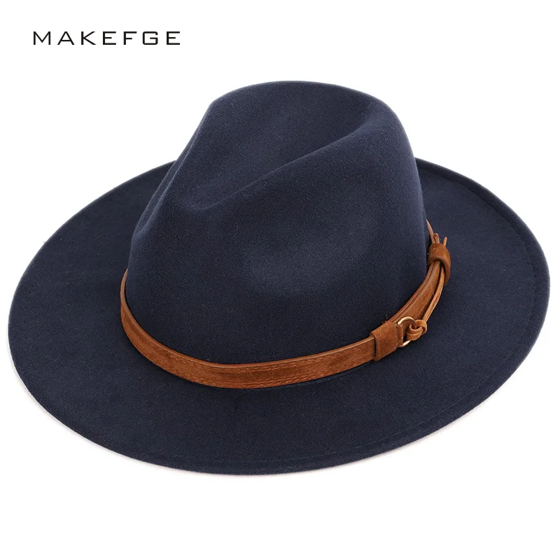 Men's wool warm shallow top fedora fashion trend unisex caps solid color 60CM large size hats male classic bone bowler hat man |
