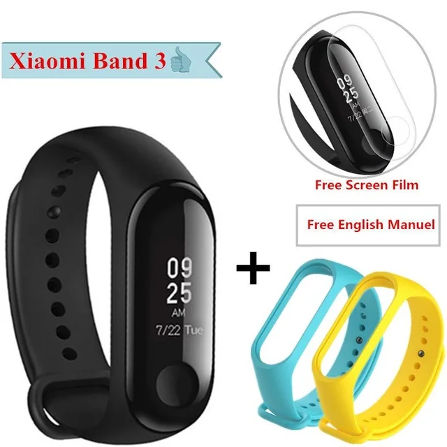 Add mint yellow Xiaomi mi Band 3 умный Браслет Водонепроницаемый отчет о погоде mi Band 3 водонепроницаемый АОН OLED экран умный Браслет mi band 3 - Цвет: Add mint yellow