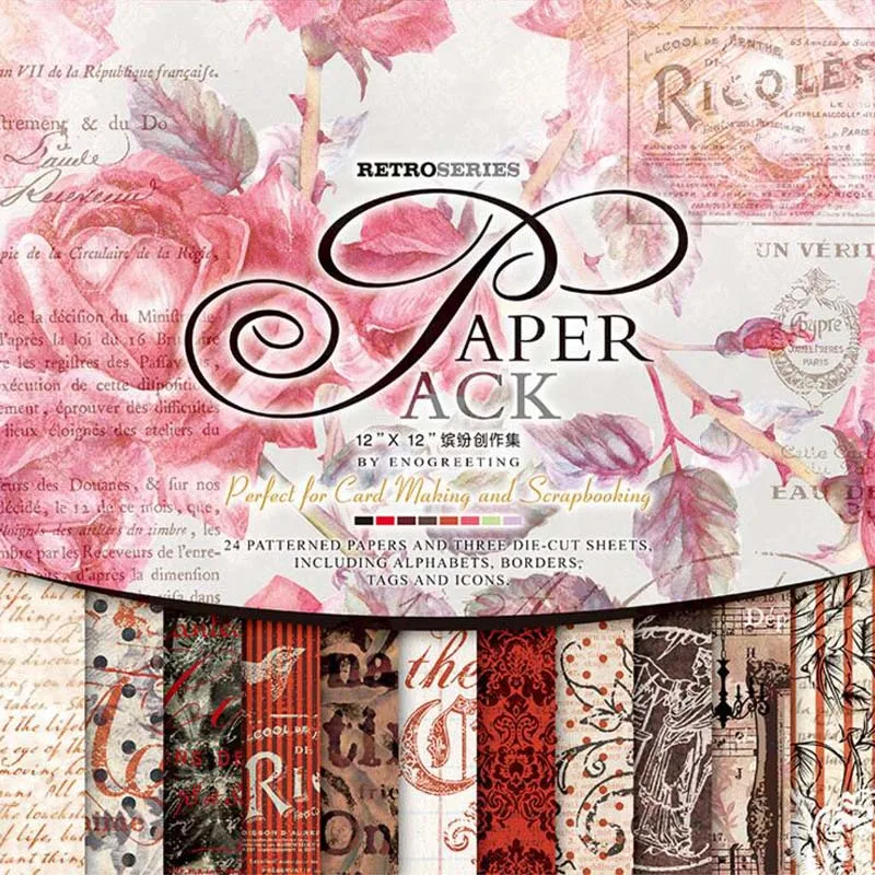 Фотоальбом с печатным рисунком 12 х12 дюймов 24 листа|paper scrapbooking sheets|paper diypaper patterns |