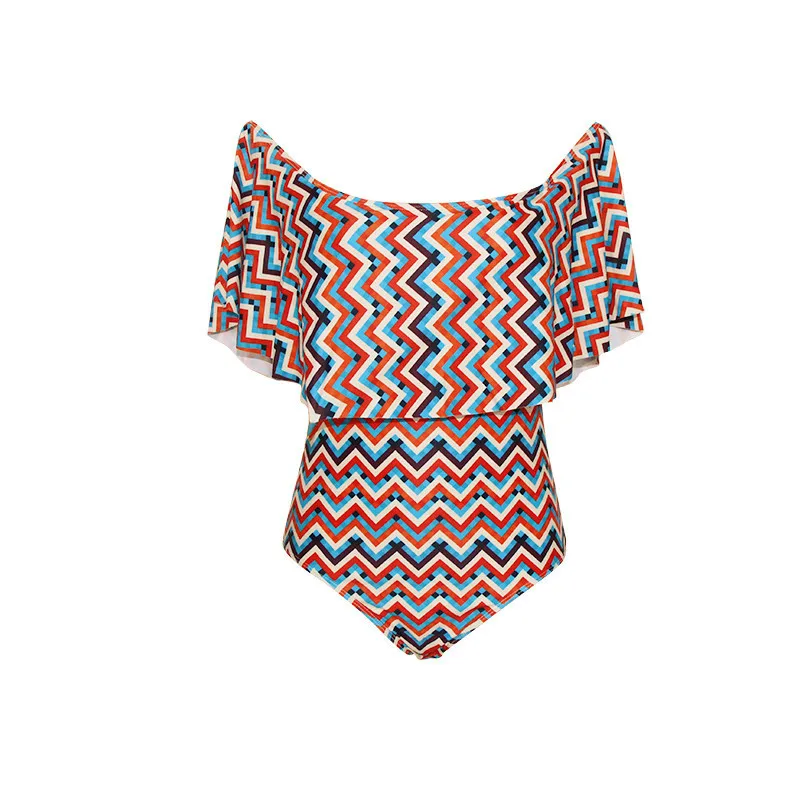 2019 цельный купальник женский Сексуальный Геометрический полихромовый купальный