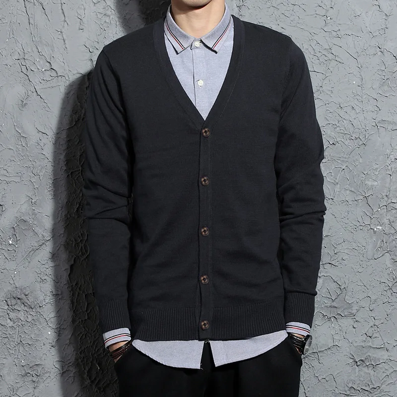 

Cashmere Cotton Blend V-Neck Cardigan Men Sweater 2021 Autumn Winter Warm Jacket Clothes Sueter Hombre Pull Homme Men Cardigan