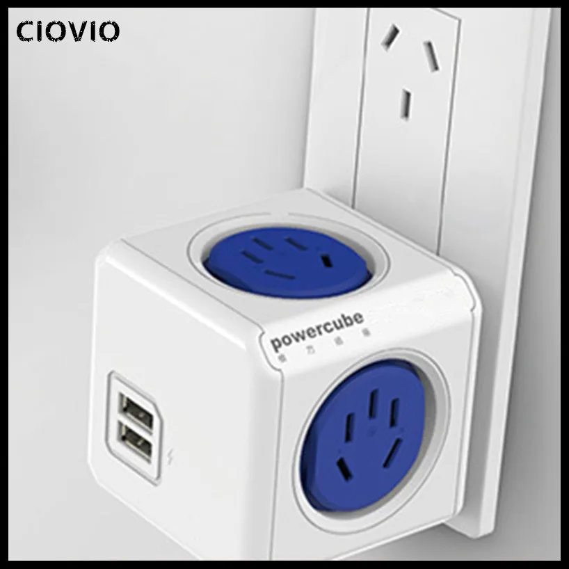 С 2USB интеллектное устройство передачи энергии куб разъем 4 розетки адаптер Мощность Полосы мульти переключаемые розетки CIOVIO интеллектное устройство передачи энергии куб разъем