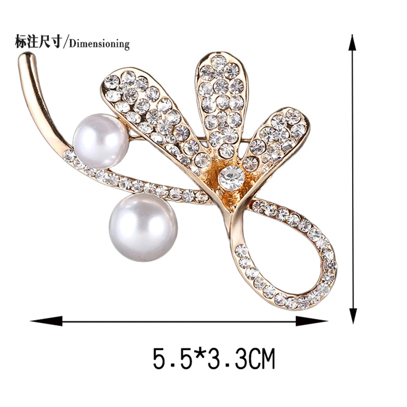 Элегантная Цветочная Брошь Стразы с жемчугом булавка в виде цветка кристаллами