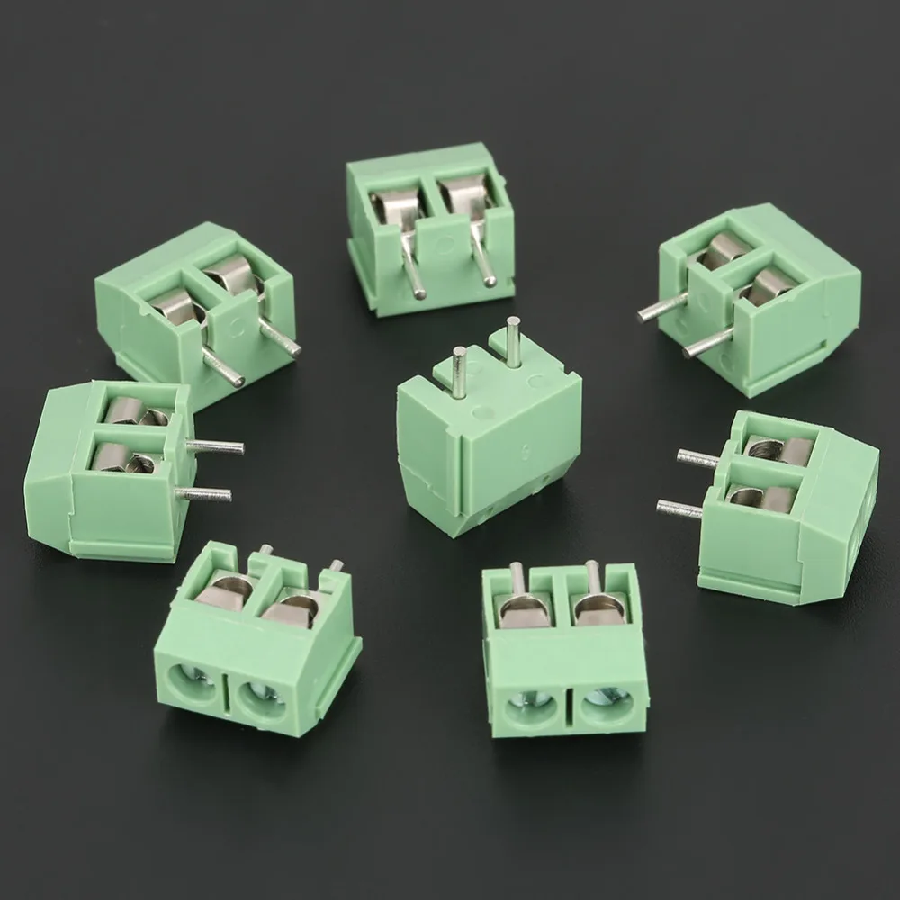 50 шт./компл. 2 Pin 5 мм шаг Зеленый PCB Универсальный винтовой клеммный блок разъем