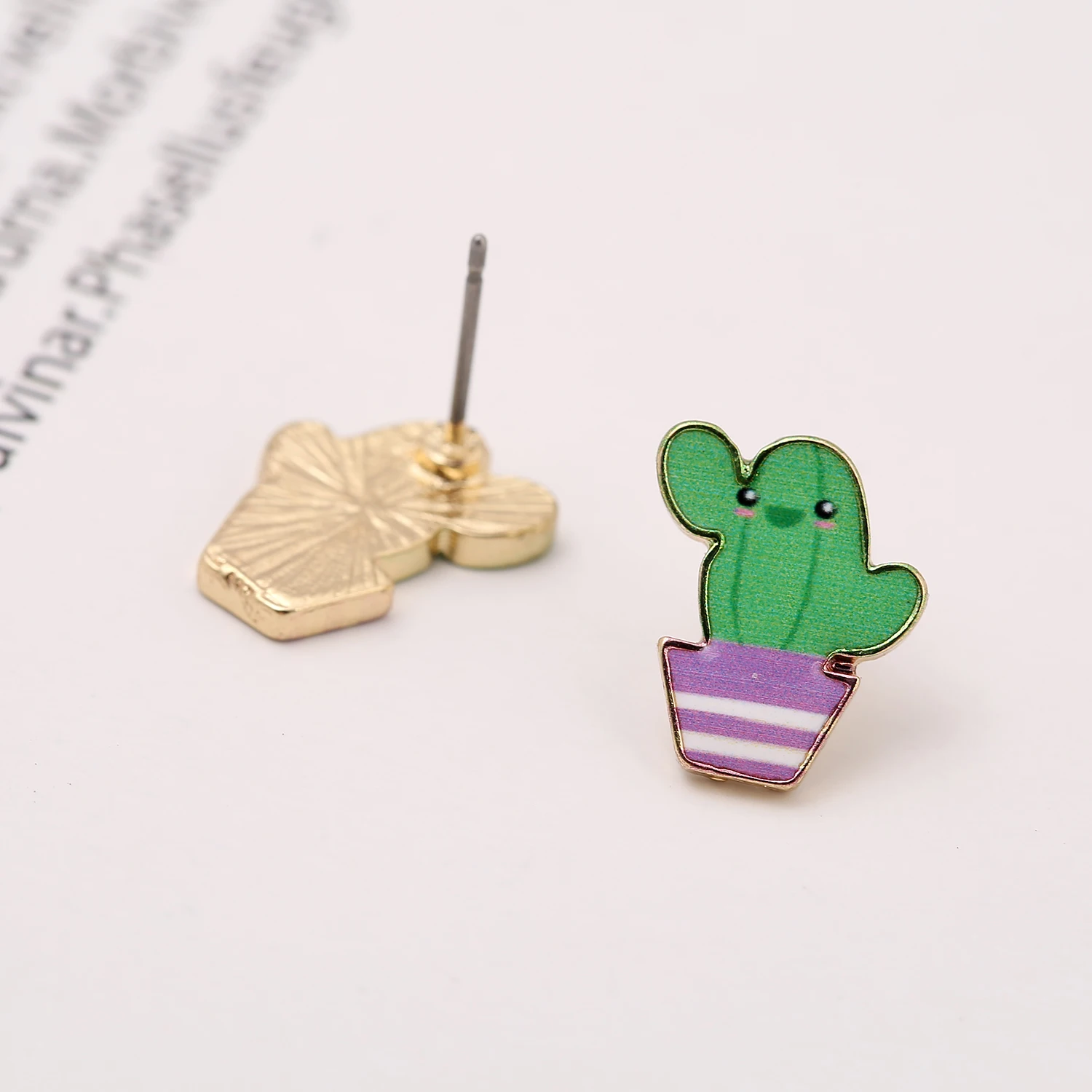 Smjel/новый модный мини серьги с эмалированными кактусами гвоздики в форме