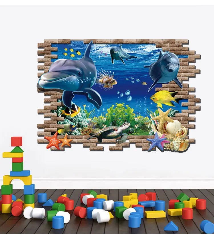 Горячая Распродажа 3d настенные художественные подводные лодки Немо мир наклейки