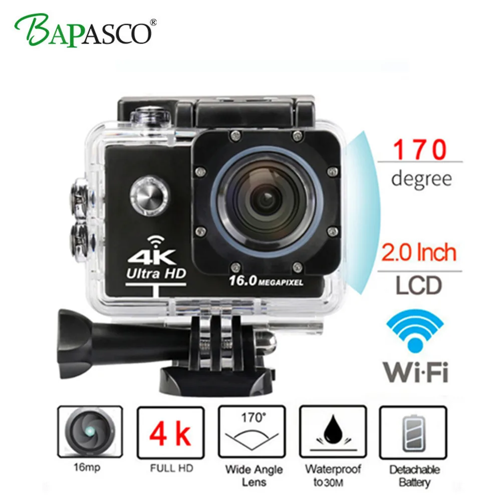 Новое поступление! Оригинальная Экшн камера BAPASCO Ultra HD 4 K 30FPS 30 м водостойкая 2 0