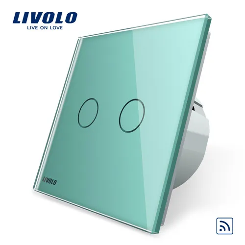 Green Livolo ЕС Стандартный кристаллами Стекло Панель, ЕС Стандартный, AC220~ 250 V, настенный светильник дистанционный сенсорный выключатель+ светодиодный индикатор, C702R-1/2/3/5 - Цвет: Green