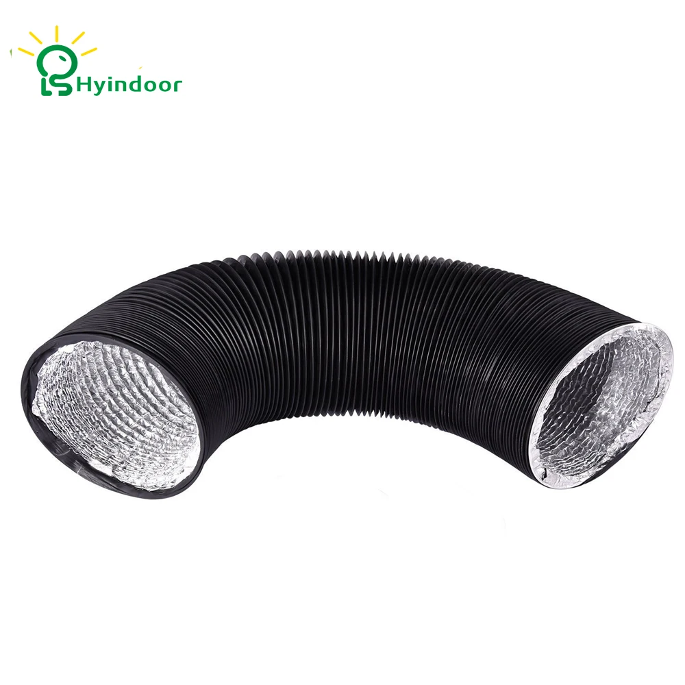 Hyindoor 6 дюймовый воздуховод 5 фута (2 м) длинный черный гибкий для вентиляции в
