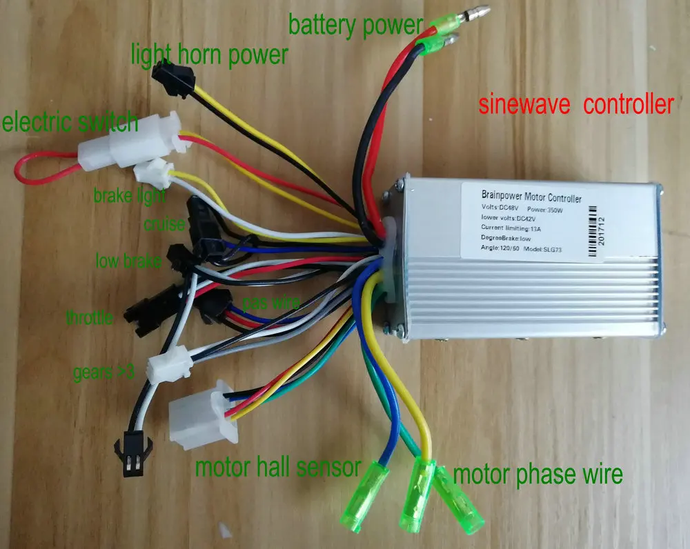 24v36v48v250w350w 6 Mosfet Sinewave BLDC моторный контроллер скутера Ebike Mtb трехколесный велосипед
