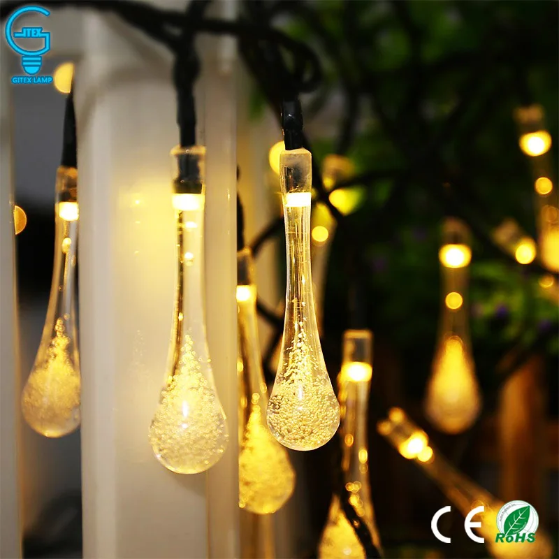 

Solar String Light 30 LED Waterproof Water Drop String Fairy Light Outdoor Garden Christmas Party Decoration Solar Lights