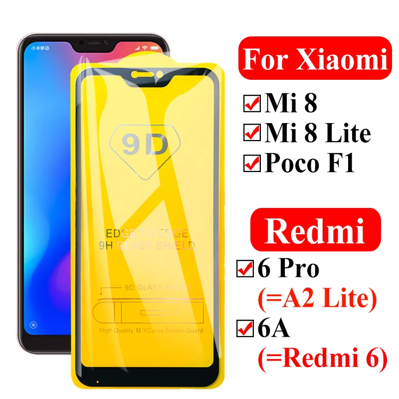 Защитное стекло на Ksiomi Redmi Mi 8 Lite закаленное для Xiaomi 6A A2 Light 6 Pro pocophone f1 Armor Mi8 A 2 A6 Xiomi