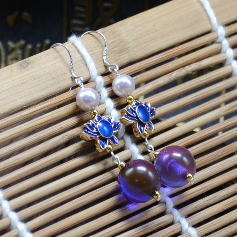 Длинные женские серьги из пчелиного воска с круглыми бусинами|long earrings|earrings longbeads