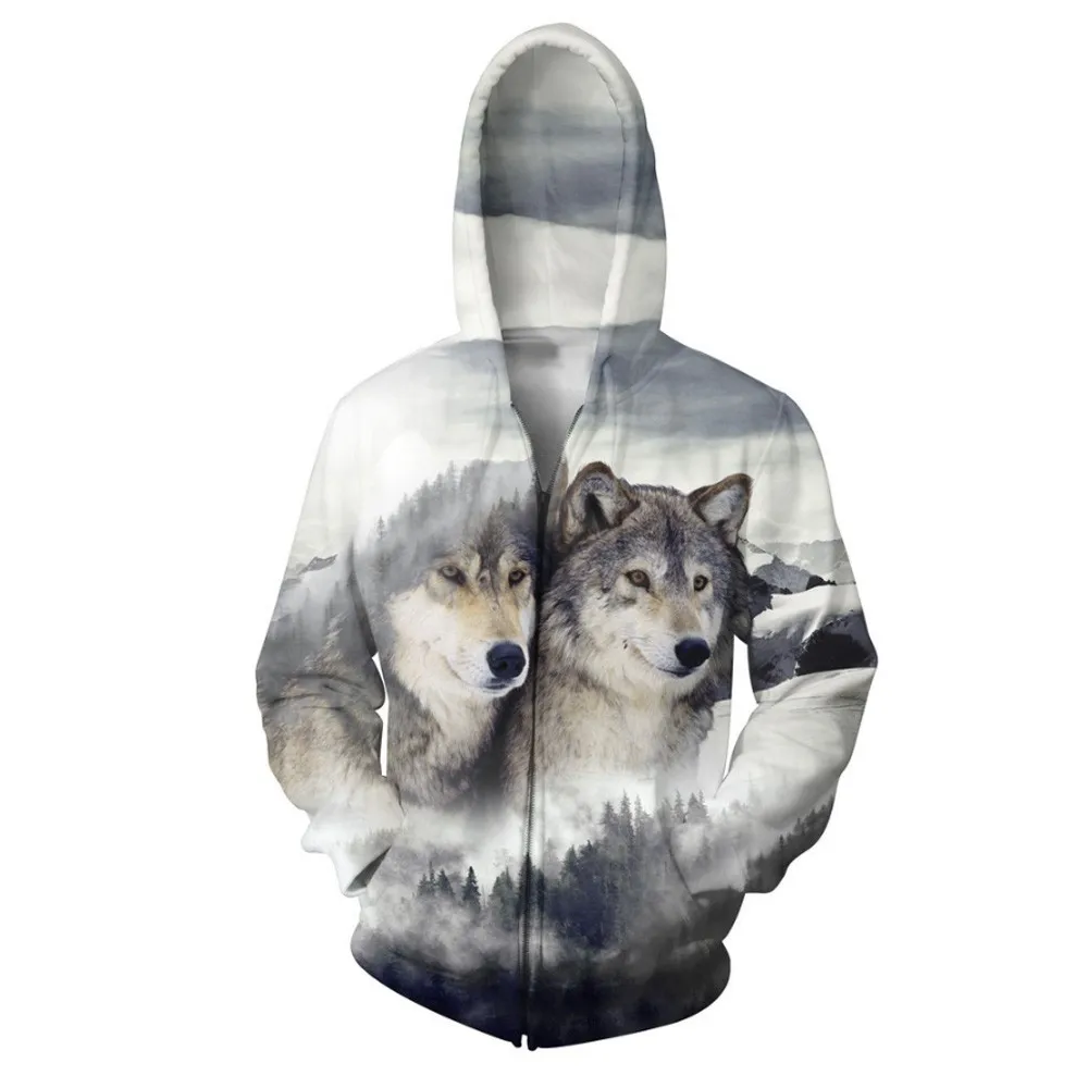 JAYCOSIN Snow Mountain Wolf Z толстовка с капюшоном и карманом 3D цифровая печать Мужская