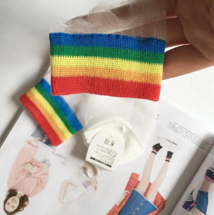 Женские разноцветные прозрачные носки летние полосатые в японском стиле