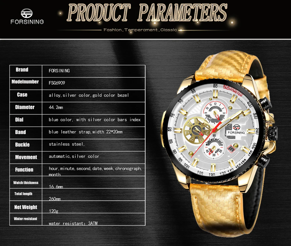 FORSINING мужские часы Лидирующий бренд Роскошные автоматические наручные с
