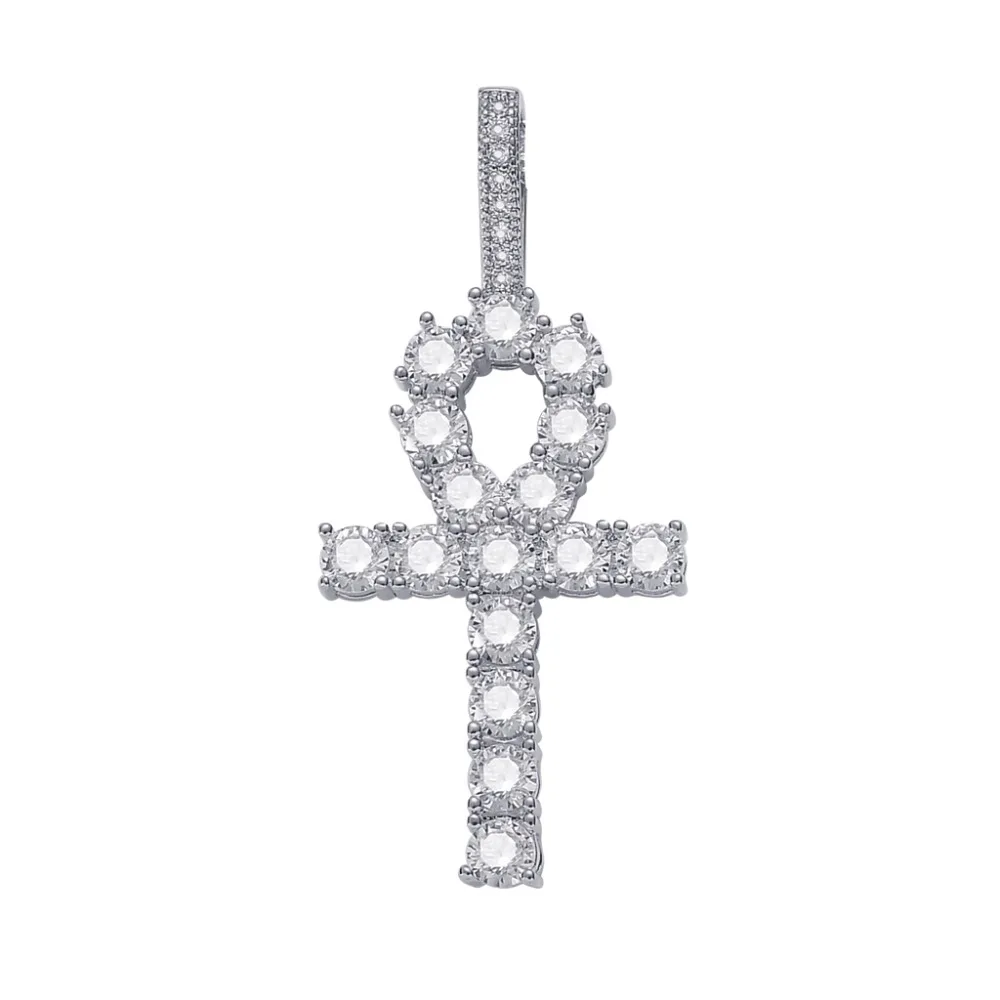 Кулон на ногу TOPHIPHOP со сверкающим цирконом крест под золото серебро медь кулон в