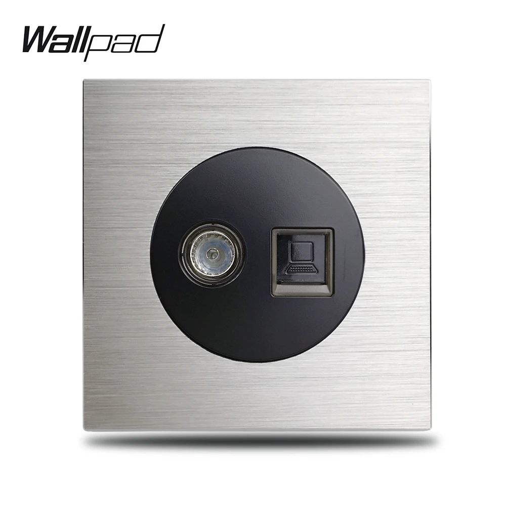 L6 Grey Single TV Jack &amp PC Internet Data RJ45 CAT6 Outlet Socket Silver Brushed Aluminum Plate 86 * mm | Обустройство дома