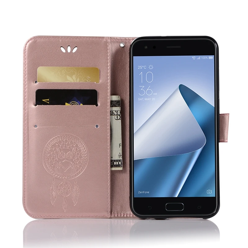 Чехол Etui для Asus Zenfone 4 ZE554KL Роскошный кожаный бумажник с совой откидной Для Zenfone4