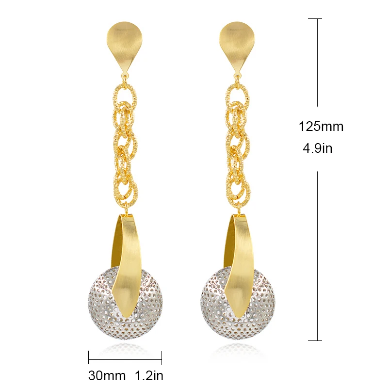 Sunny Jewelry,, серьги с большими шариками для женщин, длинные висячие серьги, Дубай, модные вечерние серьги, свадебные ювелирные изделия