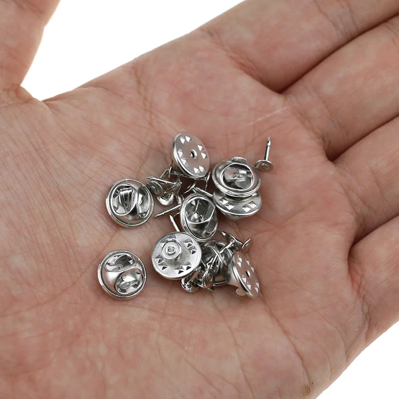 Aiovlo 20 компл./лот Нержавеющая сталь DIY брошь круглые застежки Pin тэксы пустые штыри с муфтой задняя крышка для расходных материалов для изготовления ювелирных изделий