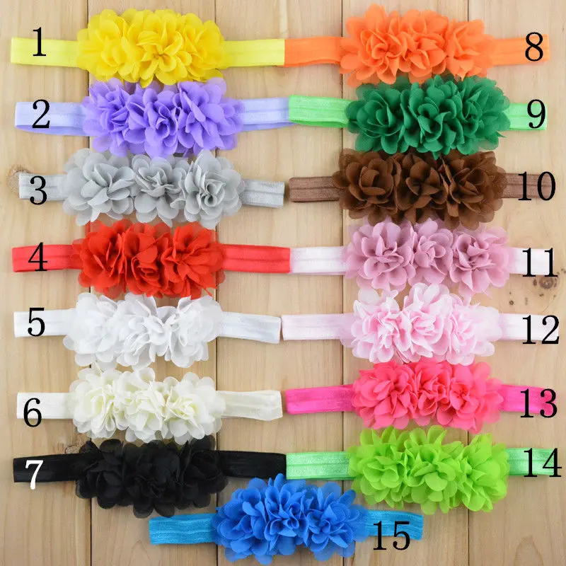 Оптовая продажа детская головная повязка с шифоновыми цветами и эластичными