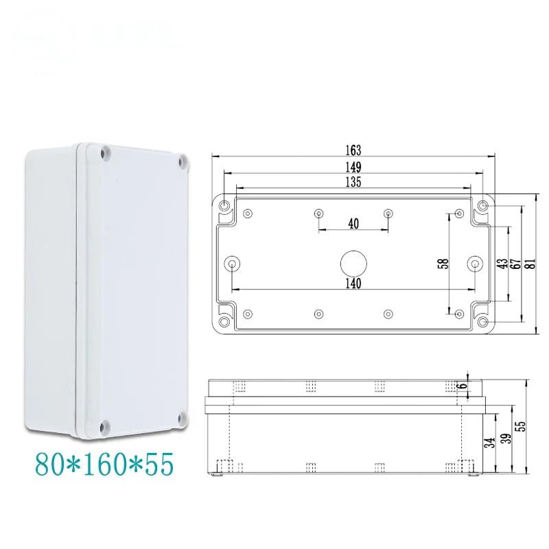 ABS Пластик IP67 Водонепроницаемый распределительная коробка DIY открытый распределительная коробка ответвительная коробка кабеля - Цвет: 80x160x55