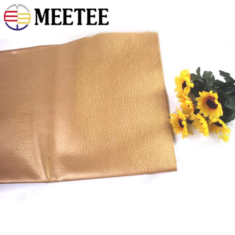 Meetee 50x139 см золотая искусственная Синтетическая Кожа Личи узор для DIY Сумки Багаж мягкий домашний текстиль декоративная ткань SL213