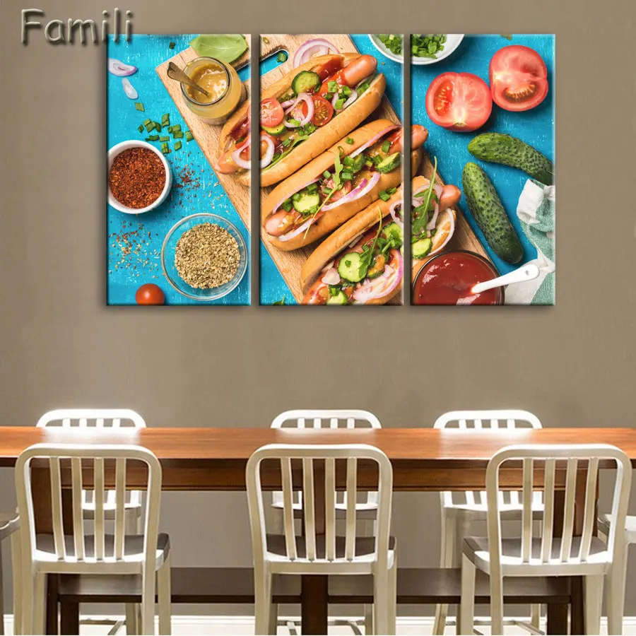 

HD Print Canvas Painting For Living Room Modern Home Wall Art Canvas Paintings Small Size Pizza 3 Panels Food Print Poster