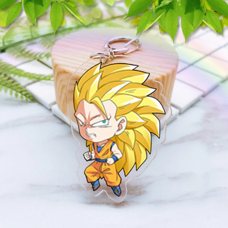 A Аниме Dragon Ball Z Сон Гоку акриловые двухсторонние брелоки с принтом Супер Saiyan Vegeta Frieza Мультяшные фигурки брелоки Portachiavi игрушки - Цвет: A