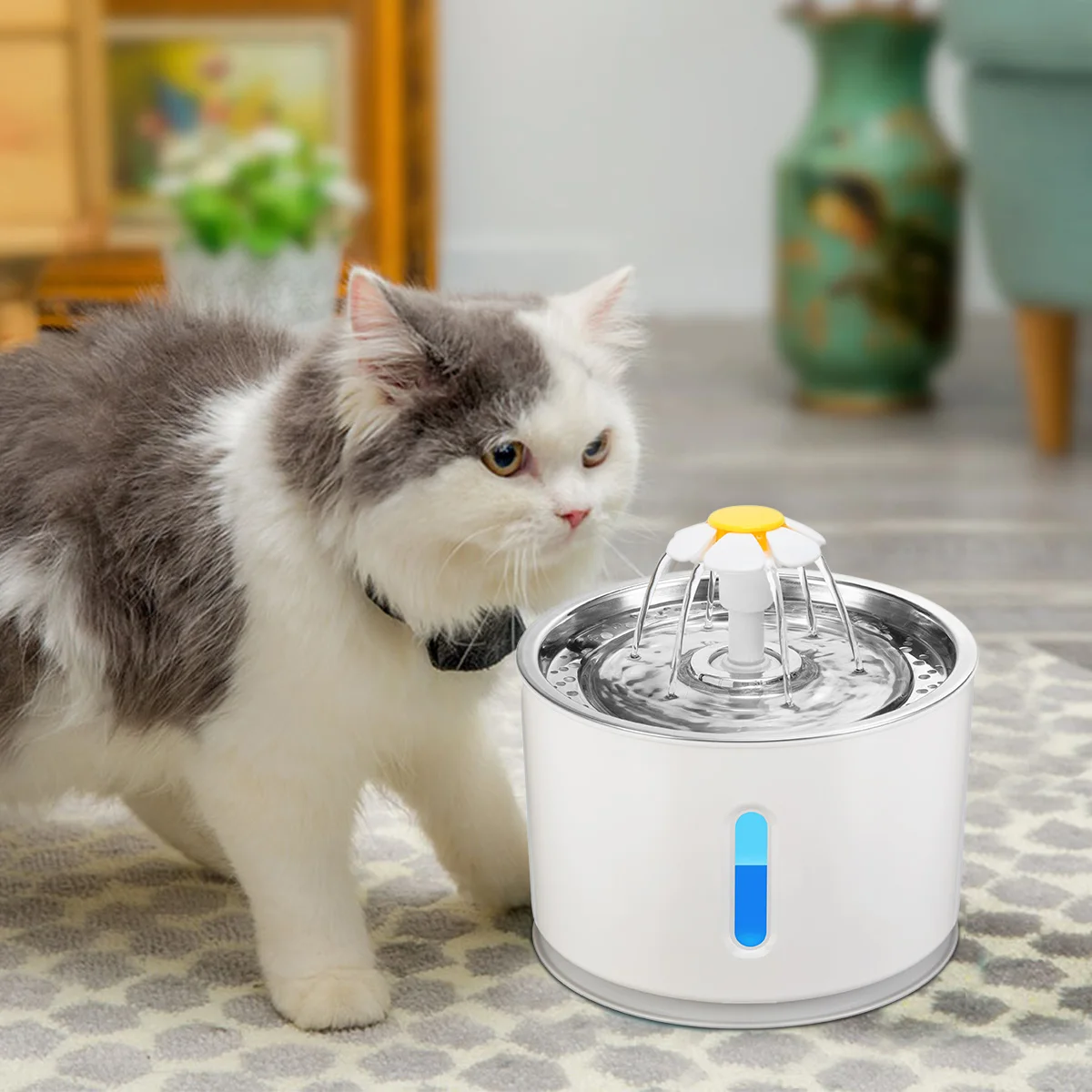Автоматический кошачий фонтан для домашних животных, диспенсер для воды, большая Весенняя поилка для кошек, автоматический питательный фильтр для питья