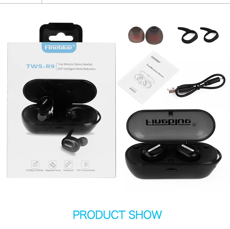 Fineblue R9 TWS Наушники Mini True Беспроводные наушники с микрофоном Спортивные Беспроводные гарнитуры для телефона xiaomi