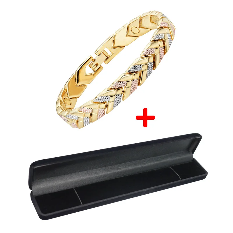MBA085T add box Vivari Модный магнитный браслет для здоровья для женщин 3-Tone цвет стрела золотого цвета браслеты с подвесками модный подарок новые ювелирные изделия - Окраска металла: MBA085T add box